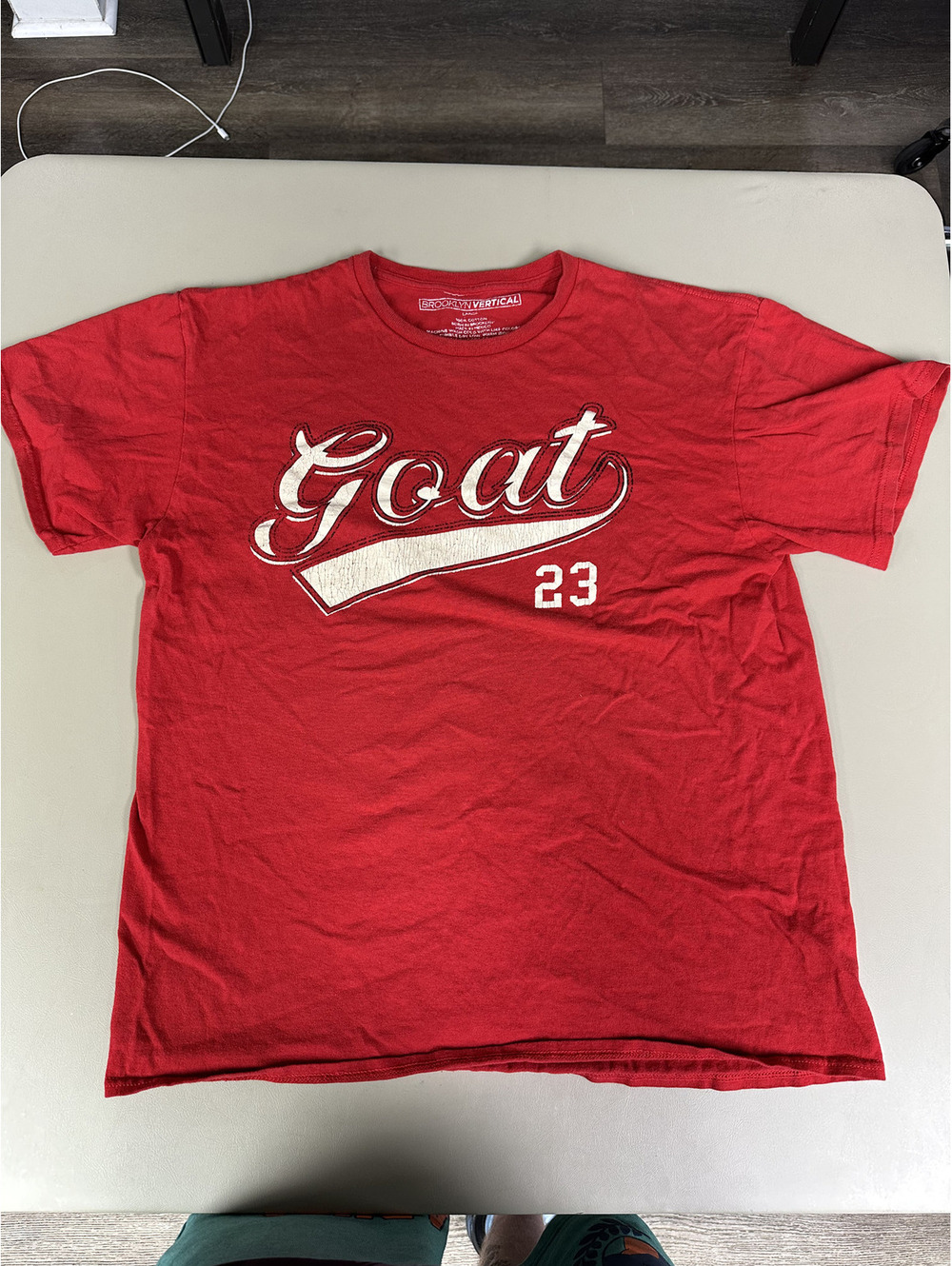 Brooklyn Vertical Red 'Goat 23' Graphic T-Shirt Large